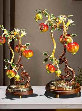 珐琅彩多籽多福摆件石客榴工艺摆家居饰品厅玄件关中式CF-06220桌