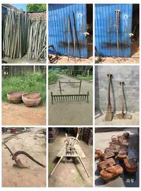 怀老旧物件式复推车tj#losdy风车木耙老牛槽旧农具落老地古摆件装