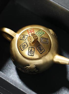 黄铜麻将麻将旋转创意装饰摆件