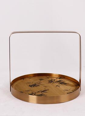 篮创意金属托盘提侘寂风艺术品小XP-1383设计摆设样板众间客厅摆