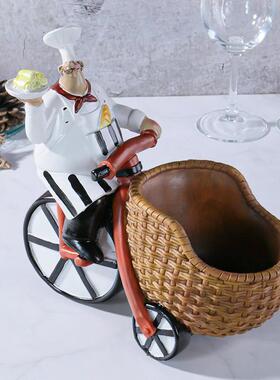 跨境厨师骑车红酒架欧式天鹅酒架家居客厅酒柜玄关电视柜收纳桌面