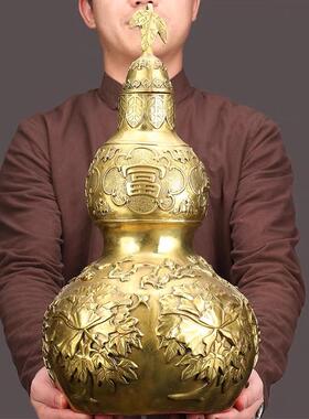 花葫开富花开富贵工黄铜芦摆四季平安福禄寿金属艺橱窗办公贵室桌