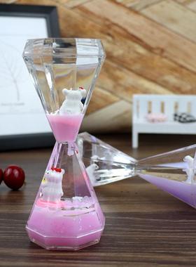 创意大号钻石漂浮滴液体油漏果冻梦幻沙漏水滴计时器摆件生日礼物