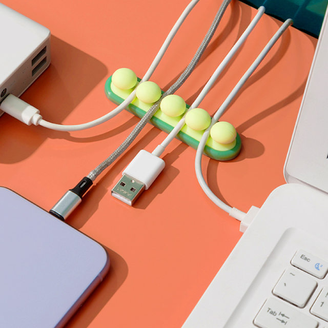 Pea creative wire management device desktop data cable winder charging cable fixer headphone hub storage device