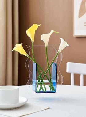 北欧简约透明亚克力小花瓶干花花器创意客厅插花网红桌面装饰摆件