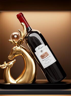 招财鹿红酒架摆件轻奢高档家居客厅餐边柜玻璃柜酒柜装饰品高级感