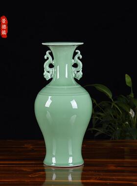 景德镇陶瓷影青釉花瓶仿古新中式家居玄关装饰品摆件博古架工艺品