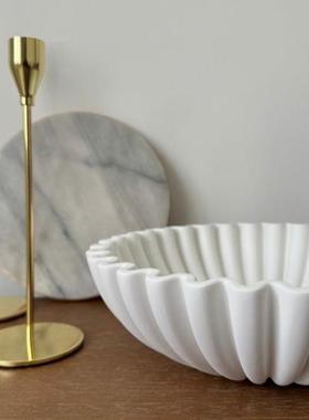 新品创意客厅摆件凹槽荷叶边装饰碗 ins风居家装饰树脂工艺品