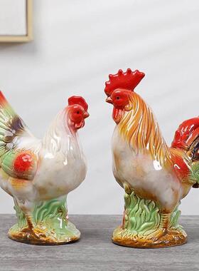 陶瓷鸡摆件吉祥物家居客厅酒柜装饰高档工艺摆设招财乔迁新居礼品
