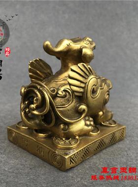 单角貔貅纯铜招财貔貅摆件一对大小号 客厅店铺摆件开 业礼品