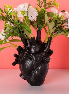 爆款仿真心脏花插新版心脏造型家居桌面装饰树脂花瓶摆件