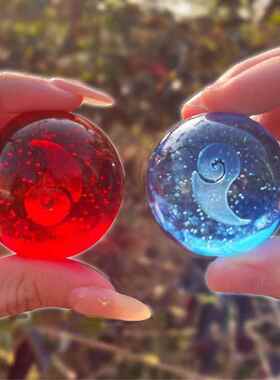 厂家直销魔童闹海同款灵珠魔丸可发光水晶球小夜灯桌面摆件模型