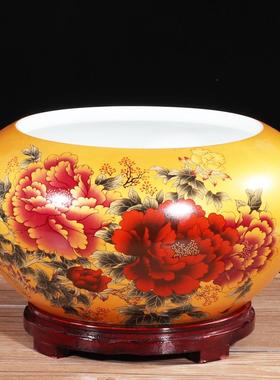 正品德景装镇陶瓷聚宝盆风水招财客玄关桌面饰中式摆厅件开业礼品