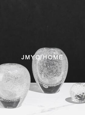 简约现代透明气泡收口玻璃插花器样板房间酒店玄关柜茶几花瓶摆件