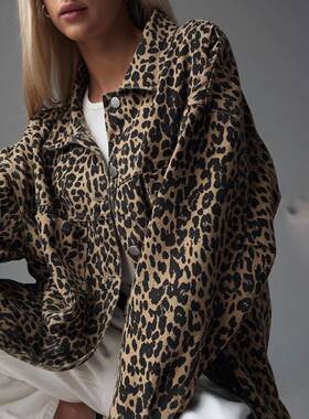 Women'S Casual Daily Versatile Denim Animal Print Jacket