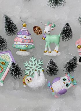 跨境新品圣诞吊件套装树脂圣诞树装饰品户外节日树挂景观派对礼品