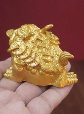 龙角金蟾摆件沙金三足蟾蜍霸王金蟾办公室客厅店铺开业中式礼品