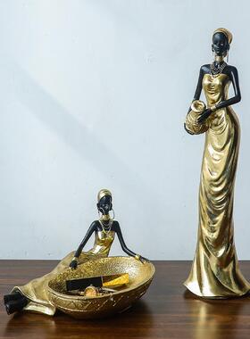 新款直销创意复古非洲民族风黑人妇女摆件家居客厅餐厅电视柜装饰