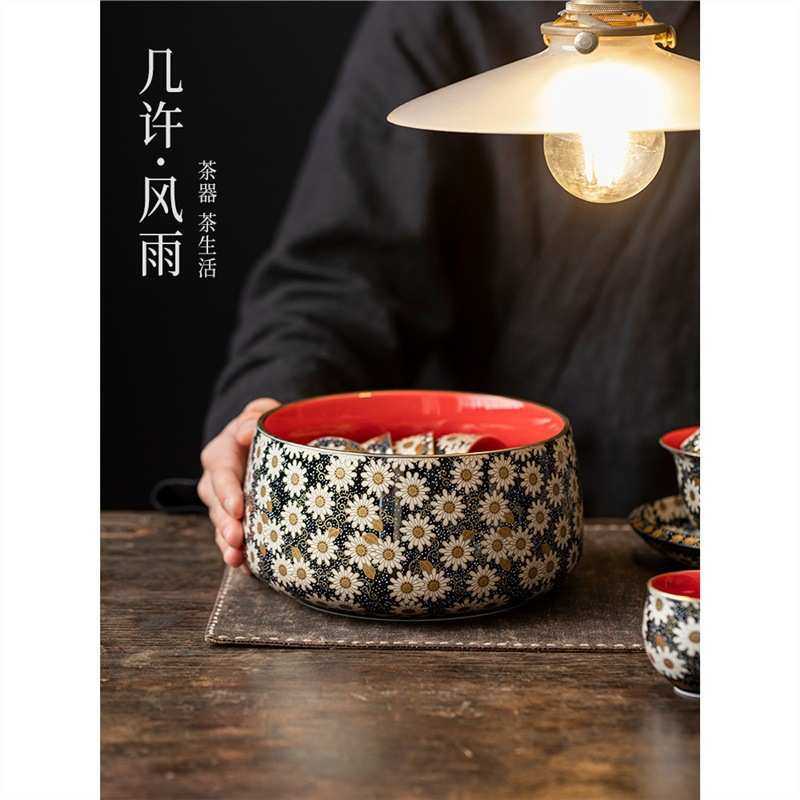 茶洗笔洗手工高档金银水缸缸废家用错茶渣号大茶具陶瓷建水批发,淘宝优惠券,粉丝福利购,淘宝优惠卷