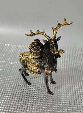 铜鎏金长寿福禄梅花鹿铜聚宝盆鹿摆件家居客厅装饰品工艺品