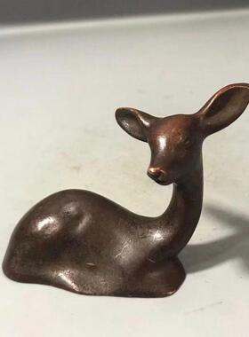 古玩实心梅鹿件家TKY居花茶摆宠小鹿镇纸装面饰桌摆件