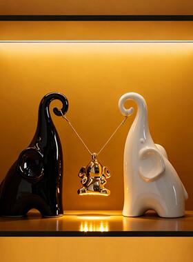 轻奢风创意桌面大象摆件家居饰品客厅电视柜高档酒柜装饰乔迁礼物