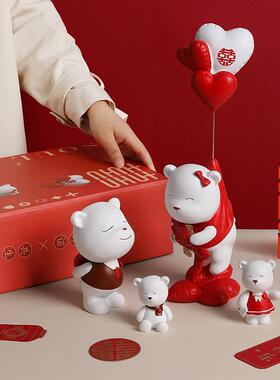 创气球熊订婚摆件厅新婚家居饰品客送意装新NIH人闺蜜朋友结婚礼