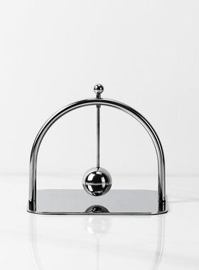 现代简约欧式轻奢银色金属几何创意摆件纸巾架样板房售楼处饰品