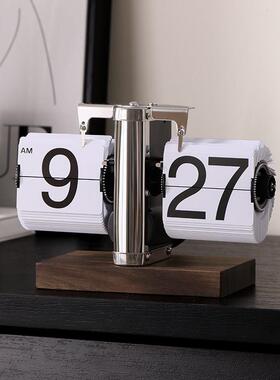 自动翻页机械时钟日历摆件客厅电视柜桌面轻奢家居高级感软装饰品