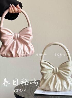 CRMY蝴蝶结陶瓷花器中古南法摆件手提袋花瓶推荐高级小众插花礼物