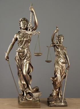 轻奢正义女神雕像摆件创意欧式司法天平律师事务所办公室桌面摆设