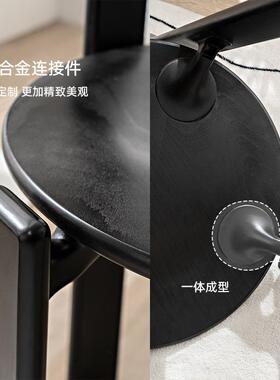 北欧轻奢实木餐椅现代简约家用餐桌椅小户型可叠放餐厅彩色椅子
