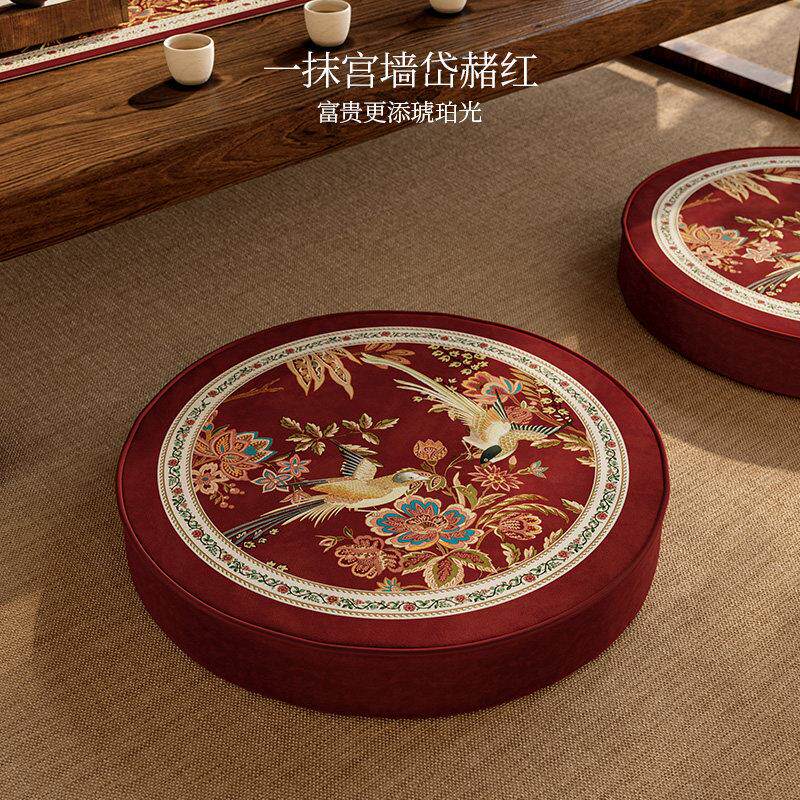 Red festive cushion living room balcony bay window futon cushion meditation cushion wedding tea ceremony kneeling cushion Chunhe Jinming