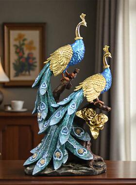 欧式奢华孔雀摆件家居软装饰品玄关客厅工艺礼品摆饰电视柜摆设结