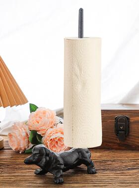 欧洲创意覆古铸铁小狗纸巾持有人杂货店花园野餐派对厨房桌面卷纸