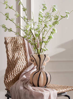 复古法式中古奶油风软装摆件手绘芬顿玻璃花器小花瓶高颜值配饰品