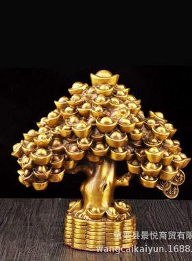 铜摇钱树摆件纯铜金钱树摆件铜树铜聚宝盆家居办公室装饰品工艺品