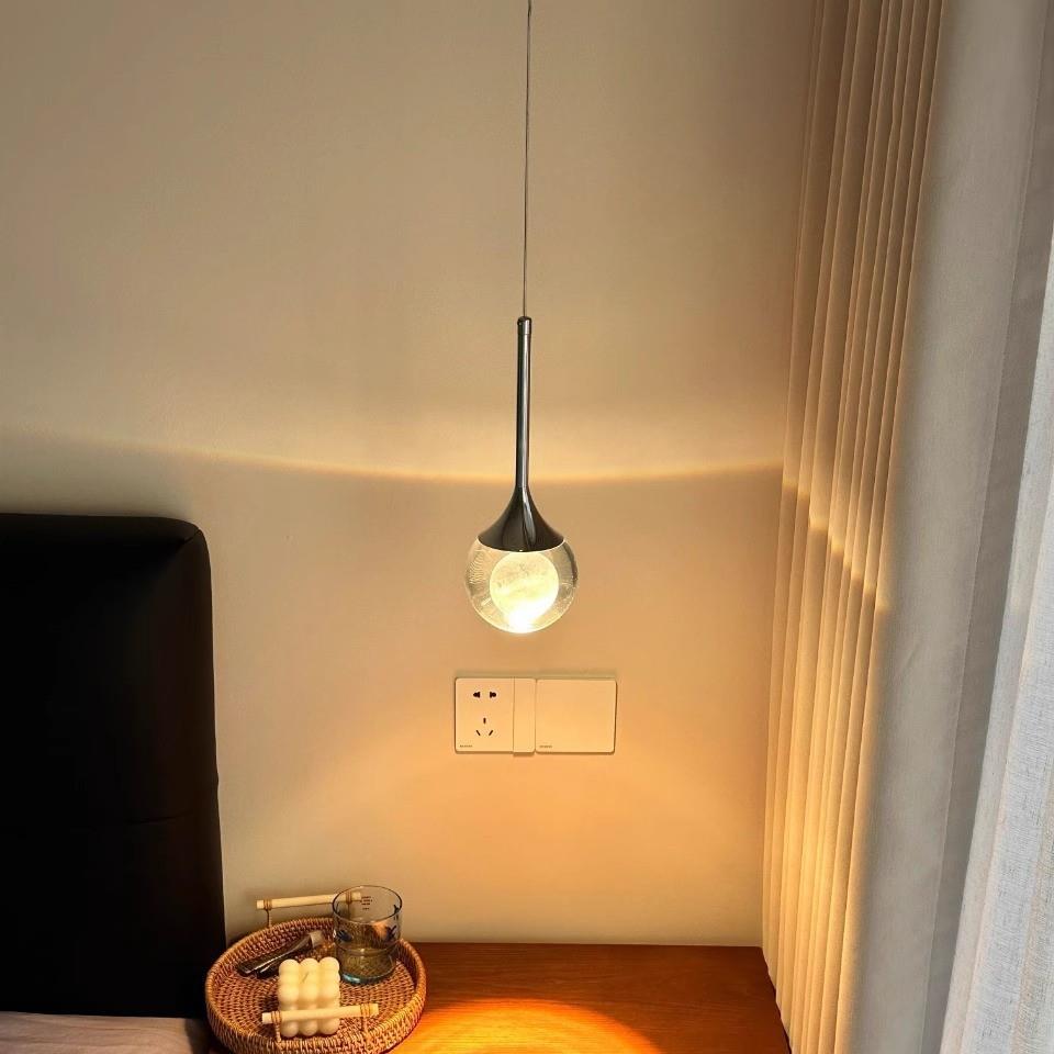 可升降悬停月球床头小吊灯意式极简轻奢高级感酒店楼梯间氛围吊灯 - 图0