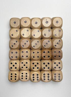 木质数字骰子游戏麻将骰子色子实木原木色数字桌游配件木大号筛子