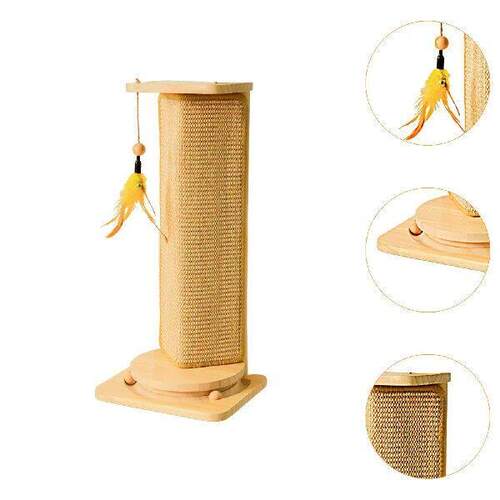 Cat Scratch t, Sisal Cat Scratcher with Feather Toy, - 图0