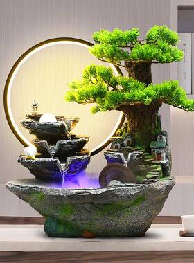 假山流水喷泉客厅循环水景观招财风水轮办公室生财桌面装饰品摆件