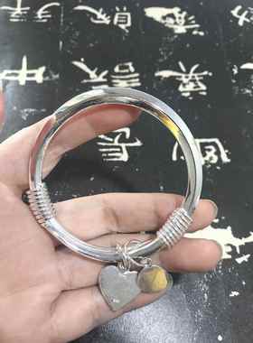 正品纯手银简9镯99足银保命银匠手工定制银饰光面约镯子男女