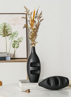 创意交叉陶瓷花瓶摆件酒店前台干花插花简约餐桌玄关软装饰工艺品
