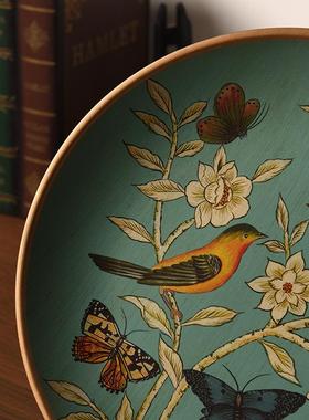 美式乡村陶瓷装饰盘子摆件摆盘看盘客厅样板房玄关装饰品摆设新款