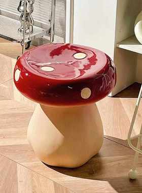 卧室创意蘑菇客厅摆件家用矮凳换鞋玄关装饰新中式家居乔迁收纳