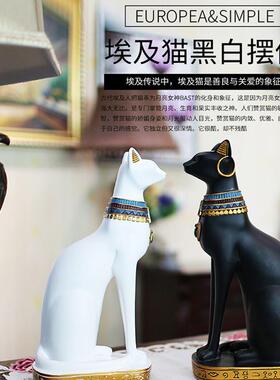 欧式创意简约招财埃及猫家居饰品客厅电视柜复古酒柜结婚礼品摆件