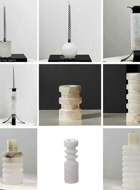 现代天然大石云烛台摆件YS001桌面装饰厅理石样板间酒店蜡台客创