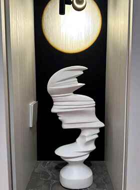 黑白哑光抽象人物简摆AMN酒件现约售楼部店玄关电视柜树脂大装代