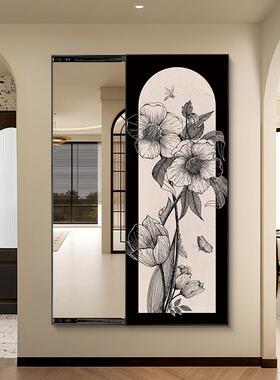 家用隐形可觅花园-推拉中古风关玄镜装饰画关闭暗藏式全身镜壁画