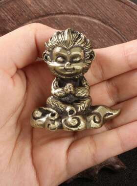 古玩收藏铜器复古悟道铜器黑神话孙悟空铜香插茶道古意桌面小摆件